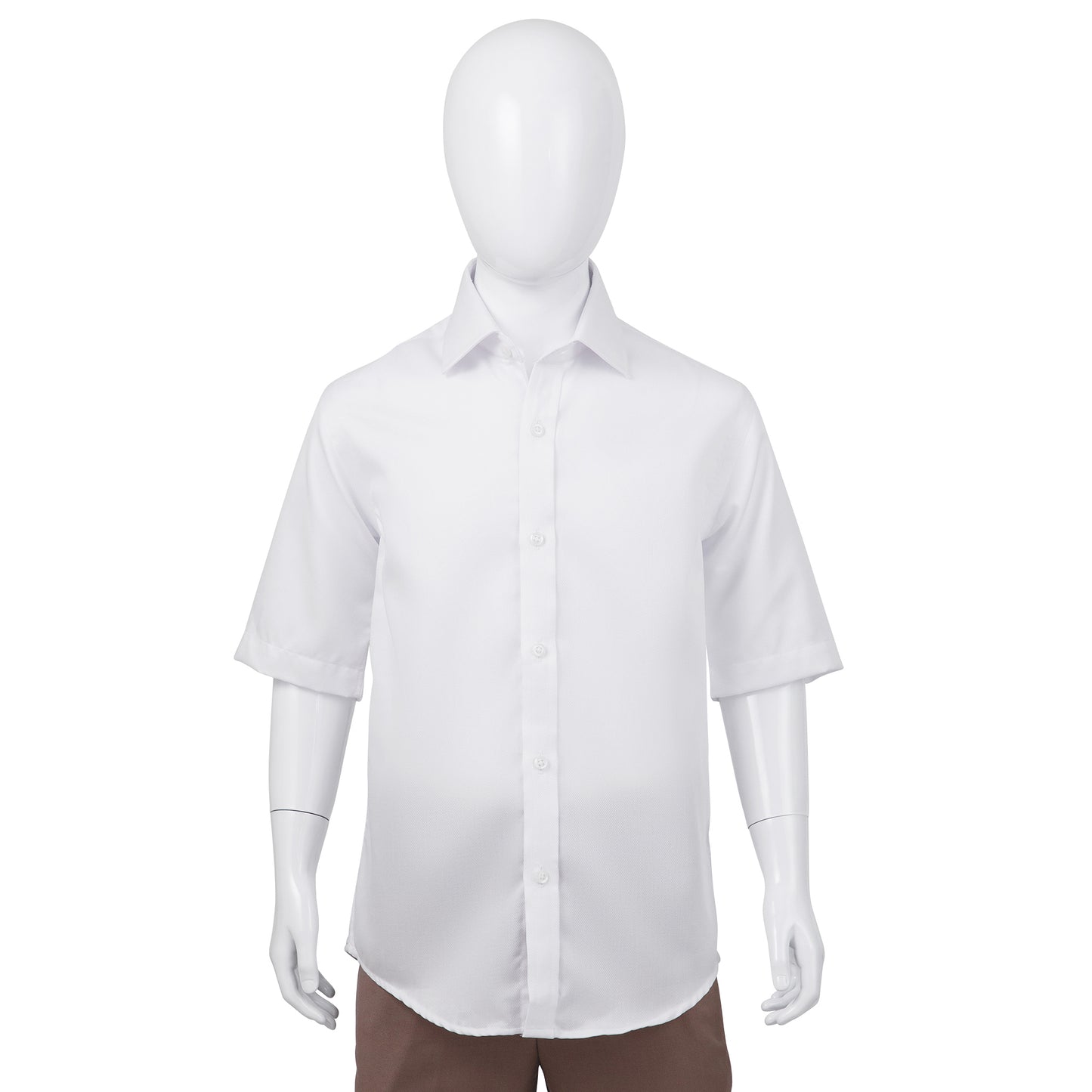 Alviso Poly Cotton Twill Regular Fit White on White Short Sleeve Shirt