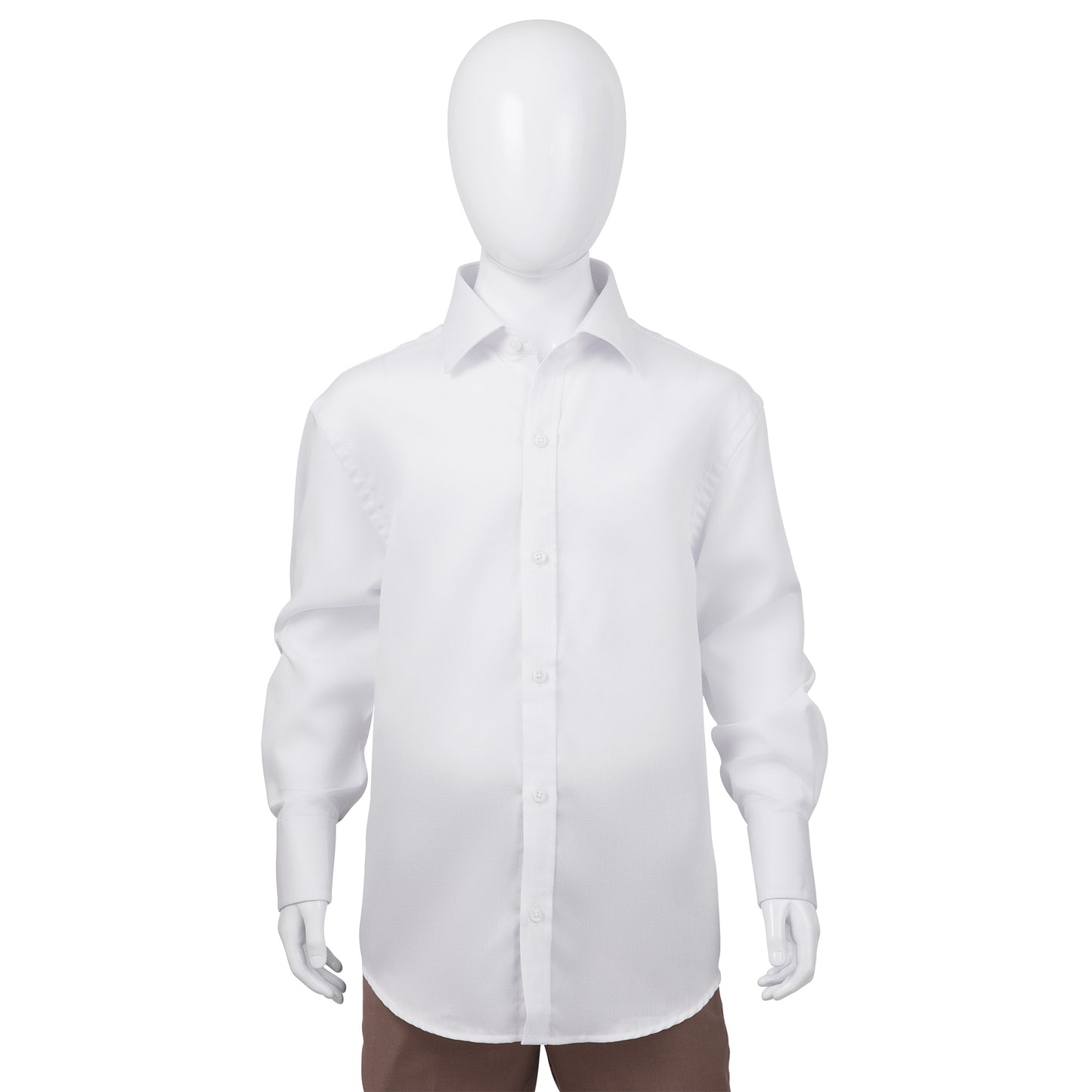 Alviso Poly Cotton Twill Husky Fit White on White Button Cuff Shirt